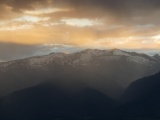 Hazy Mountains and Orange Sky