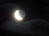 Clouds, Moon, Mars, Stars