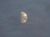 Gibbous Moon behind Thin Clouds