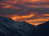 Mountains under Orange Sky