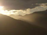 Sunbeam between Mountains