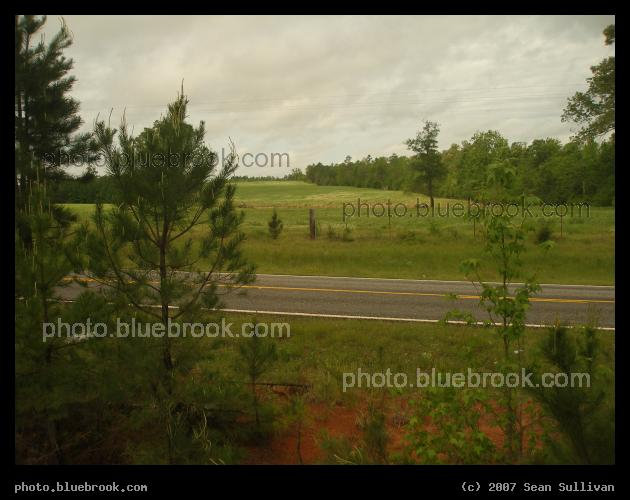 Red Soil, Texas Road - Red soil beside a road in Texas, seen from the 