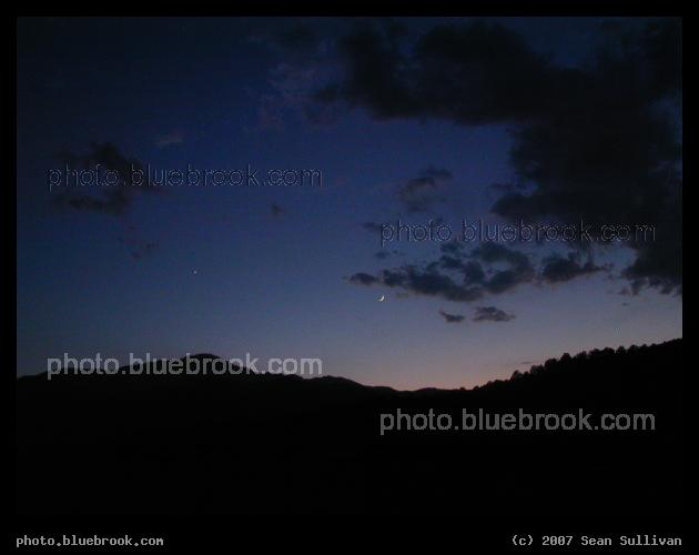 Dusk Skyline, Colorado - The Moon and Venus over a Rocky Mountain skyline, in Colorado