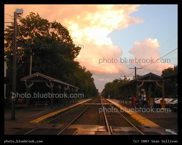 Wyoming Hill Sunset - Sunset clouds above Wyoming Hill MBTA station