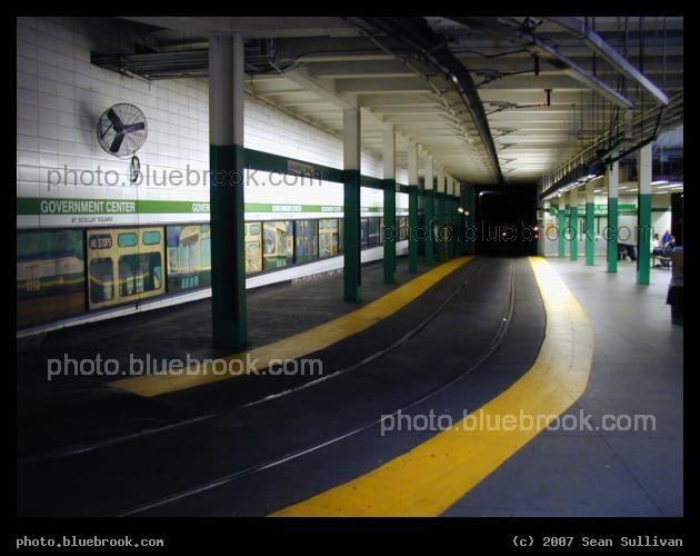 Brattle Loop - The Brattle Loop, a rarely used third Green Line track at MBTA Government Center station, Boston MA