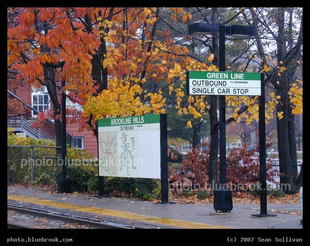 Brookline Hills - Brookline Hills MBTA station in autumn, Brookline MA