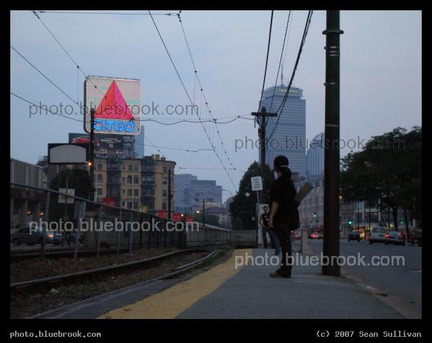 Citgo and Prudential - A view from the Blandford Street MBTA station, looking towards Kenmore Square, with Boston landmarks in the background