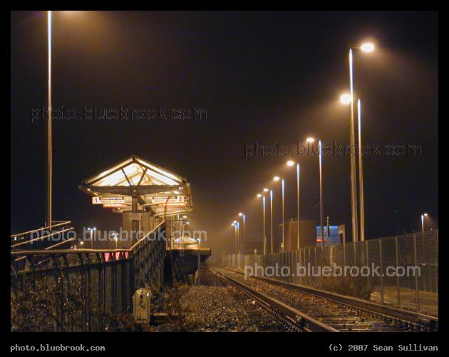 Newburyport Terminus - A foggy evening at the northern terminus of the MBTA Newburyport commuter rail line, Newburyport MA