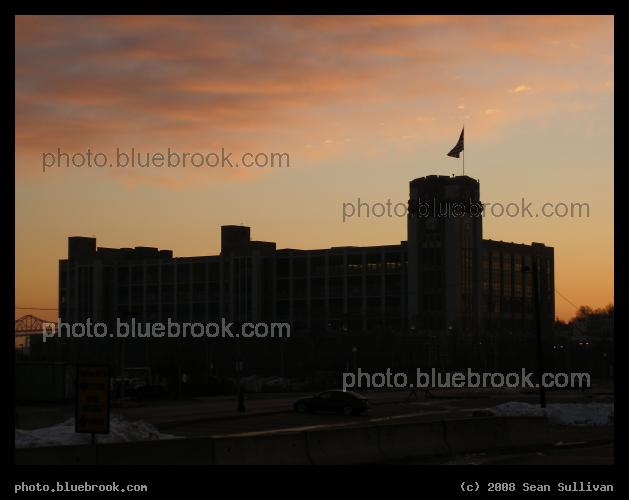 Schrafft Sunrise - Sunrise over the Schrafft Center in Charlestown MA, with the Tobin Bridge in the background