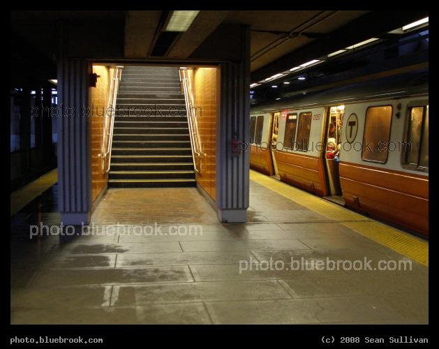 Orange at Sullivan - An outbound MBTA Orange Line subway train at Sullivan Square station, Charlestown MA