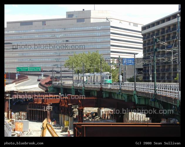 Urban Levels - View from MBTA Science Park train station during construction of access roadways for the Big Dig
