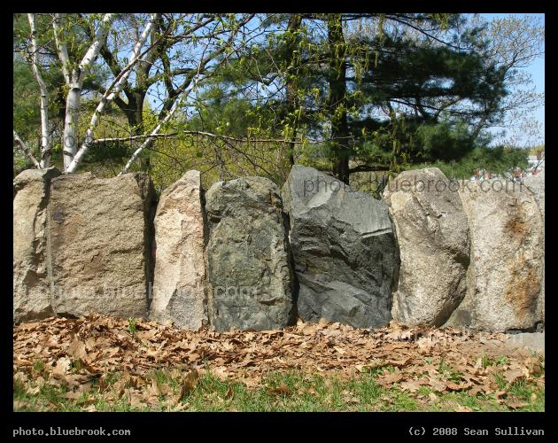 Rock Sequence - A rock wall in a park protecting the edge of a ridge, Powderhouse Square, Somerville MA