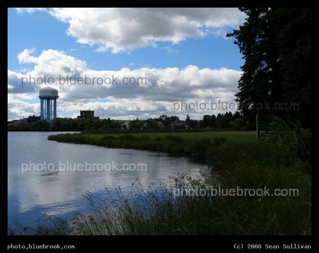 Silver Lake - A view across a lake in Virgina MN, towards the city water tower
