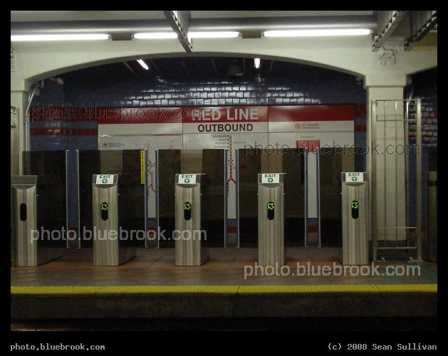 Fare Gates - The outbound platform at the MBTA Central Square subway station, Cambridge MA