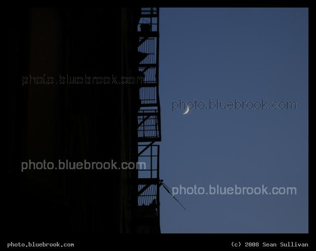 Tremont Moon - Crescent moon beside a building on Tremont Street in downtown Boston