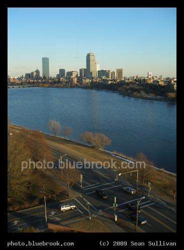 Memorial and Amesbury - View across the Charles River towards Boston, from the Hyatt Hotel in Cambridge MA