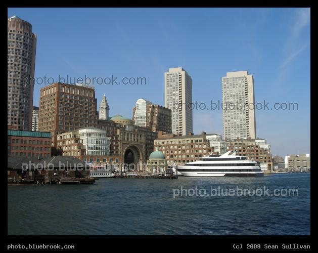 Harbor Waterfront - Rowes Wharf and the sightseeing ship Odyssey, Boston Harbor