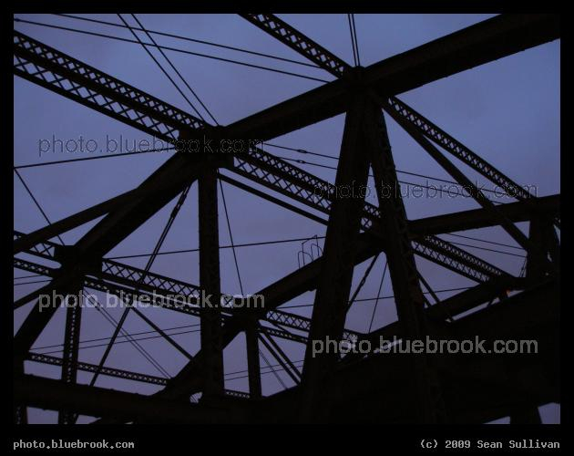 Crosshatching - The Charlestown Bridge in predawn twilight, Boston MA