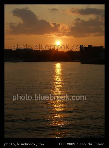 Sun and Reflection - Sunset over Boston Harbor and Charlestown MA