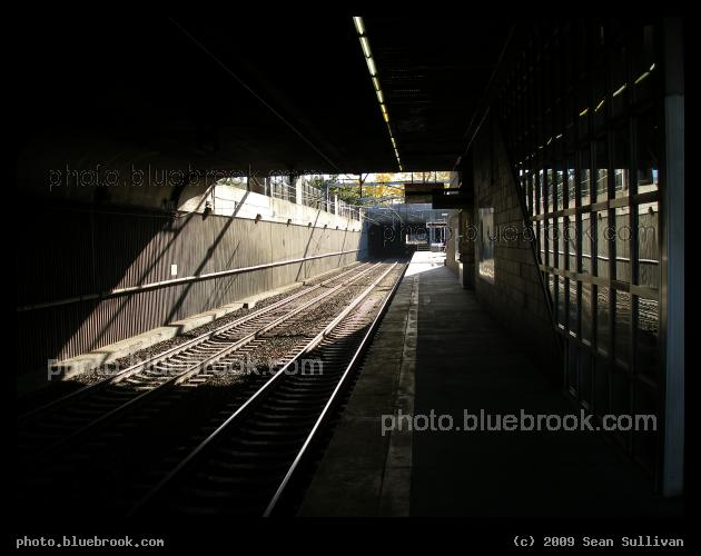 Sunbeam on Tracks - The commuter rail tracks at MBTA Ruggles Station, Boston MA