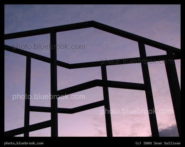 Geometrics - A view of construction  at MIT during evening twilight, Cambridge MA