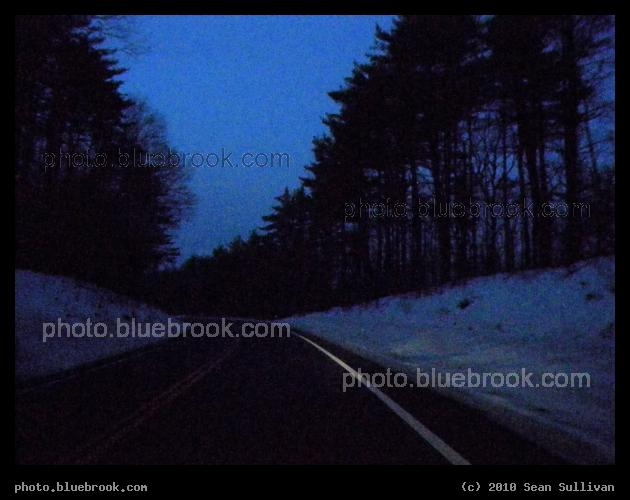 Winter Travels - US Highway 202 in evening twilight, New Salem MA