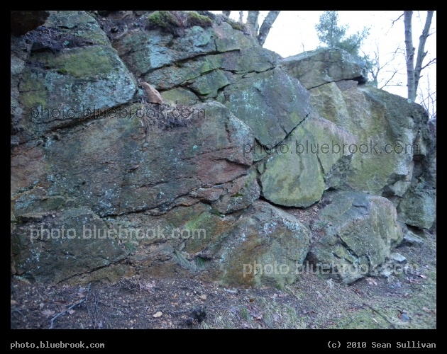 Colorful Outcrop - Rocks in evening twilight on a cloudy day, Braintree MA