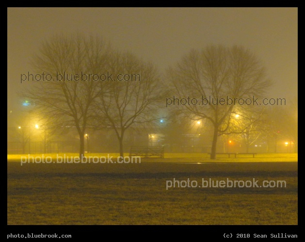 Night at Foss Park - Fog in the evening, Somerville MA