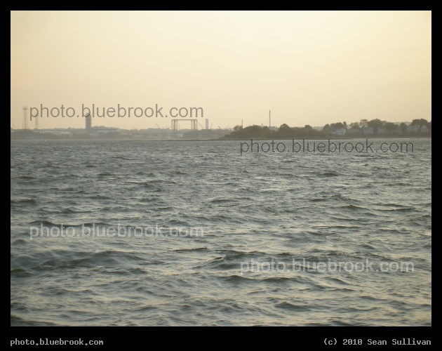 Choppy Water off Quincy - Boston Harbor with the Fore River shipyard in the distance, Quincy MA