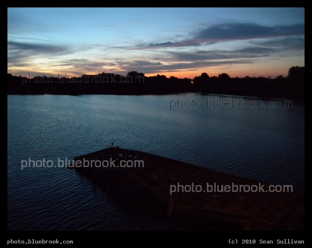 Old Dock - The Mystic River, looking west from the MA-28 bridge, Somerville/Medford MA