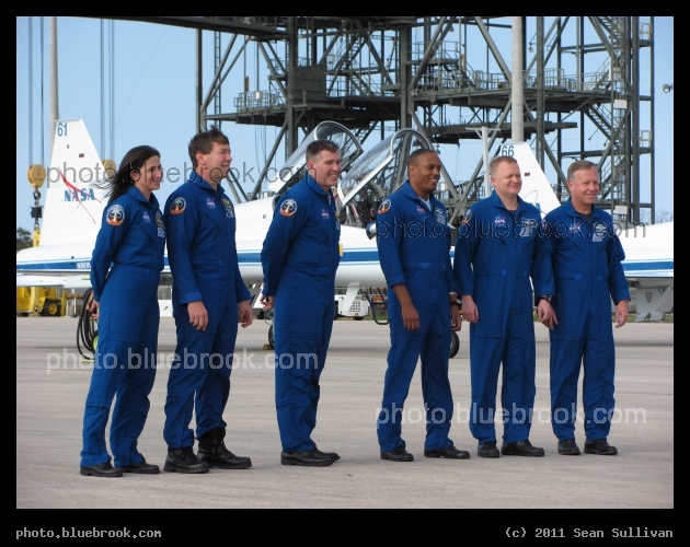 STS-133 Astronauts - The crew of the  space shuttle Discovery flight STS-133 arriving at the Kennedy Space Center
