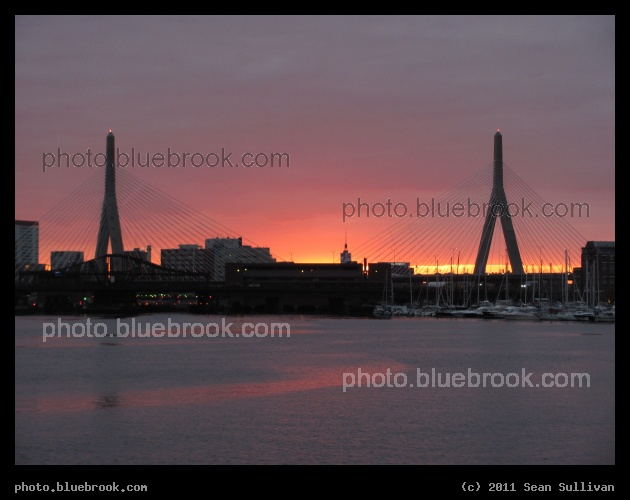 Neon Sunset - Sunset behind Boston Harbor and the Zakim Bridge (I-93), Boston MA