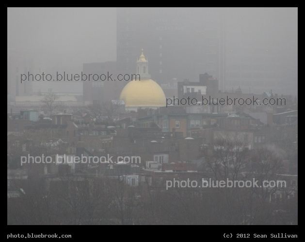 Gold and Fog - The gold dome of the Massachusetts State House on a foggy day at Beacon Hill, Boston MA
