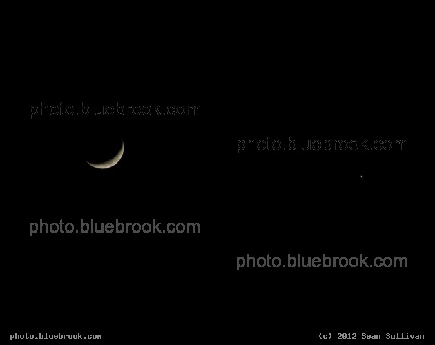 Worlds in the West - The crescent moon and Venus after sunset, Somerville MA