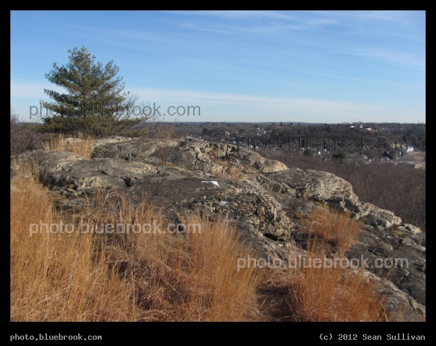 Rock Circuit Overlook - A view to the northeast towards Melrose from a rocky outcrop in the Middlesex Fells Reservation, along the Rock Circuit Trail