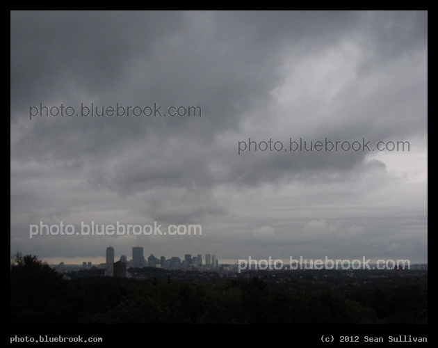 City beneath the Clouds - Boston skyline on a cloudy afternoon, Brookline MA