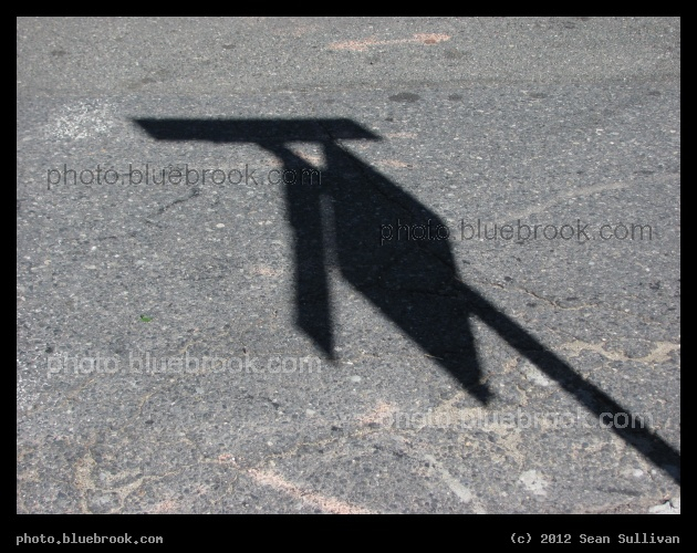 Shadow of Signs - The shadow of a street sign, Brookline MA