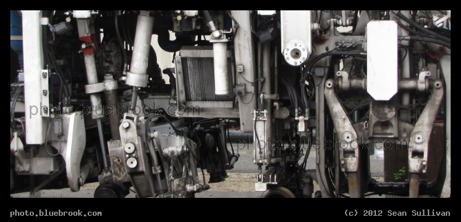 Machinery - A detail of a maintenance-of-way railcar at MBTA Wellington Station, Medford MA