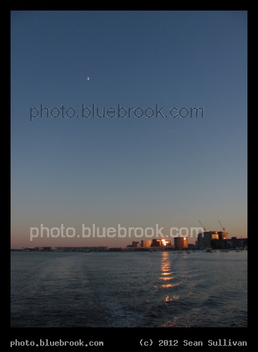 Moon over Boston Harbor - Shortly before sunset, Boston MA