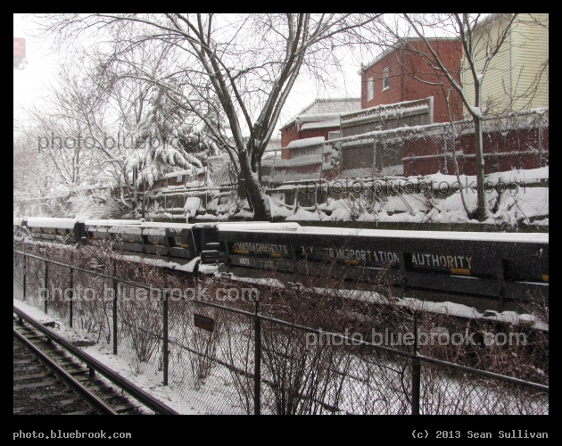 Sullivan Yard - MBTA rail cars in a train yard beside Sullivan Square subway station, Charlestown MA