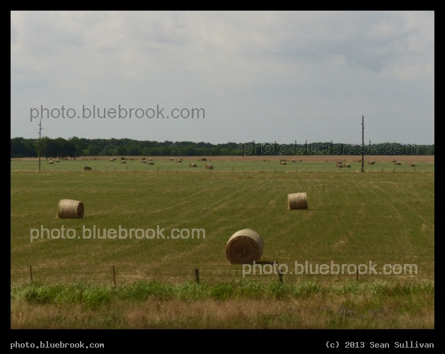 Haybales in North Texas - From aboard the Amtrak 