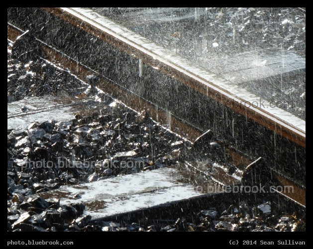 Rain on the Train Tracks - Inbound Orange Line tracks at MBTA Sullivan Square subway station, Charlestown MA