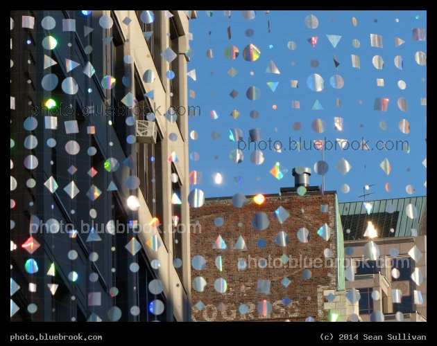 Geometrical Shapes over Boston - An artistic exhibit over Winter Street in Downtown Crossing, Boston MA