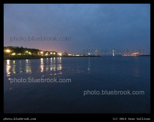 Charleston Twilight - Cooper River and Ravenel Bridge from the waterfront, Charleston SC