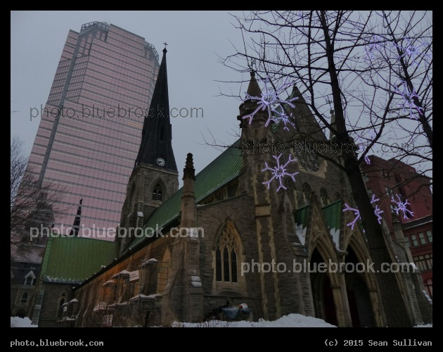 Steeple and Snowflakes - Christ Church Cathedral, Montreal QC
