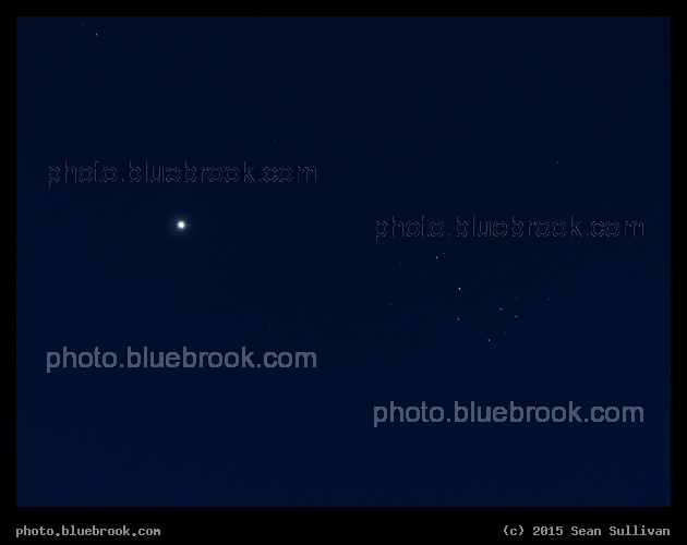 Venus passing the Pleiades - In the evening sky after sunset, Somerville MA
