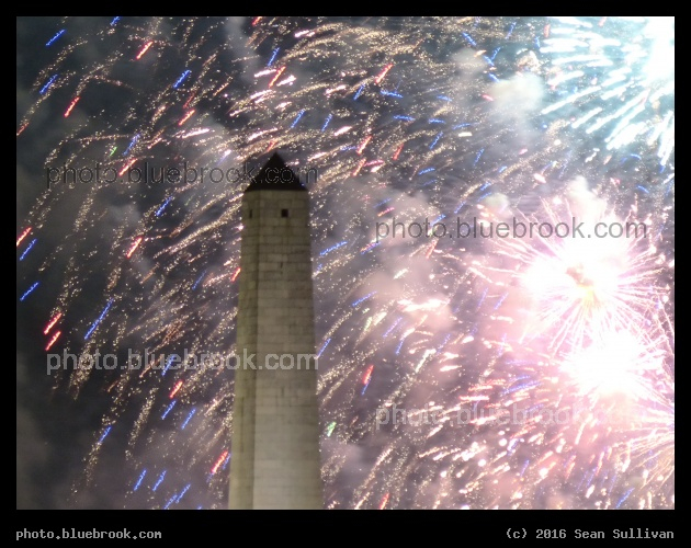 Bunker Hill Monument - New Year 2016 fireworks behind the Bunker Hill Monument, Boston MA