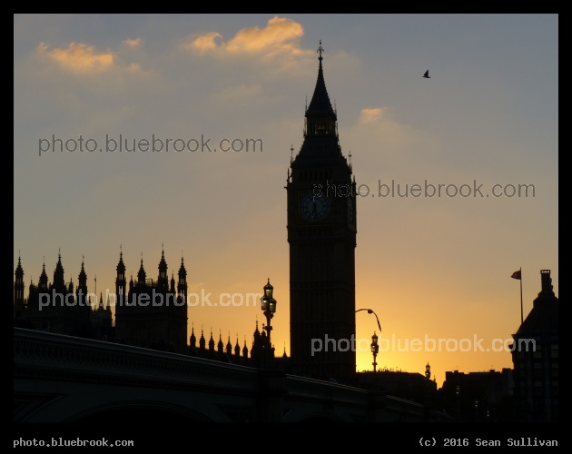 Westminster Sunset - Profile of Big Ben and the Palace of Westminster, London