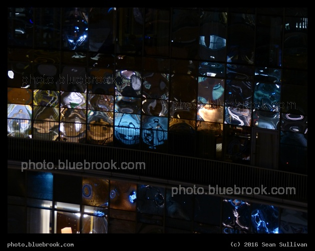 Balcony Backdrop - Reflections from a building at night, Boston MA