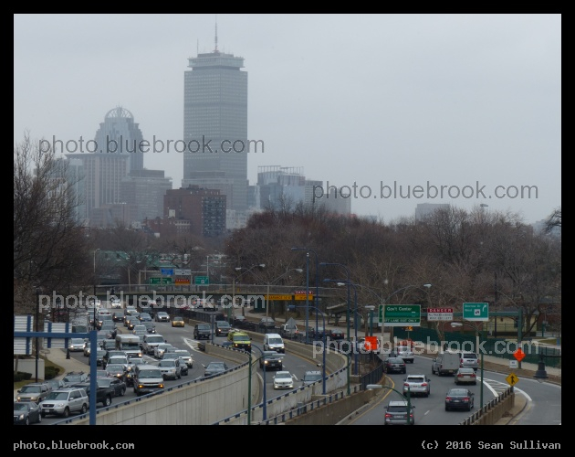 Storrow and Prudential - View west along Storrow Drive from Science Park MBTA station, Boston MA